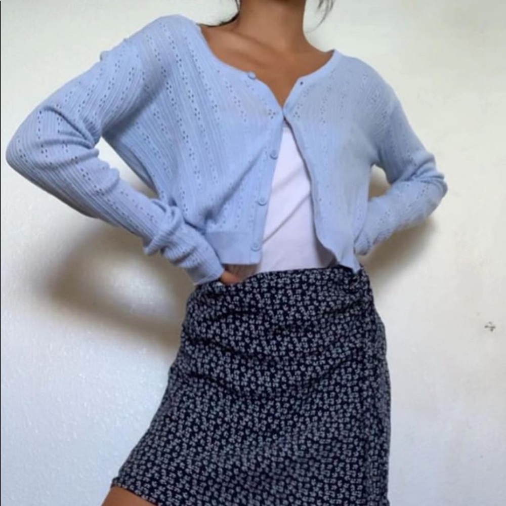 Brandy Melville Blue Eyelet Shannon Sweater